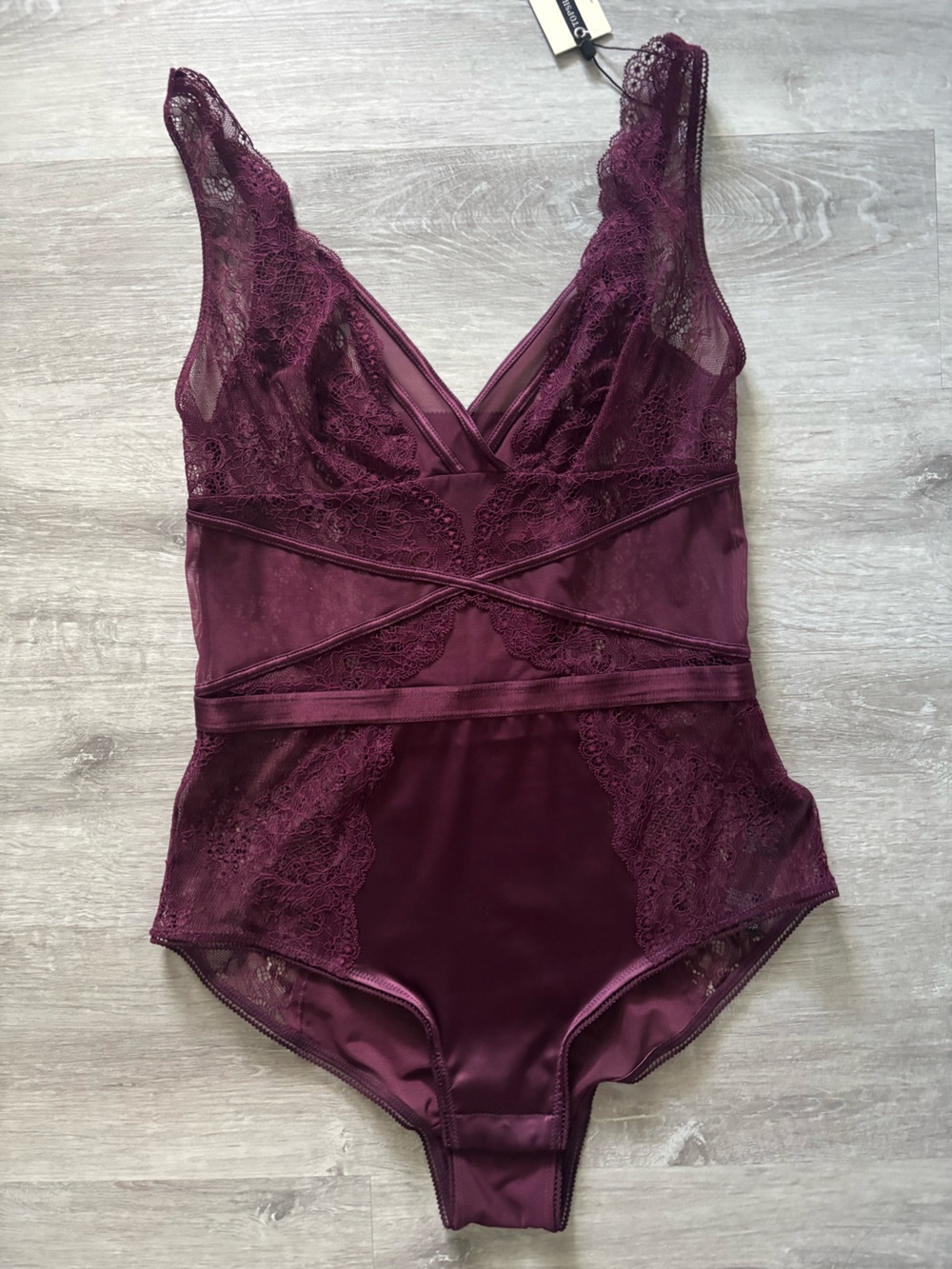 Topshop Plum Lace-Trim Satin Chemise